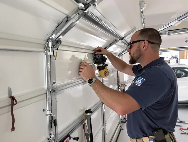 Lake Forest Garage Door Repair technician quieting a noisy garage door in Lake Forest